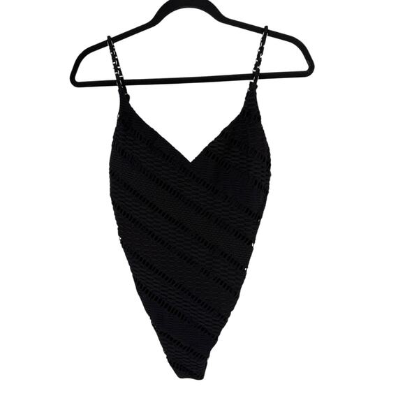 Seafolly Marrakesh V Neck one piece swimsuit bathing suit black size 8 - Picture 2 of 8